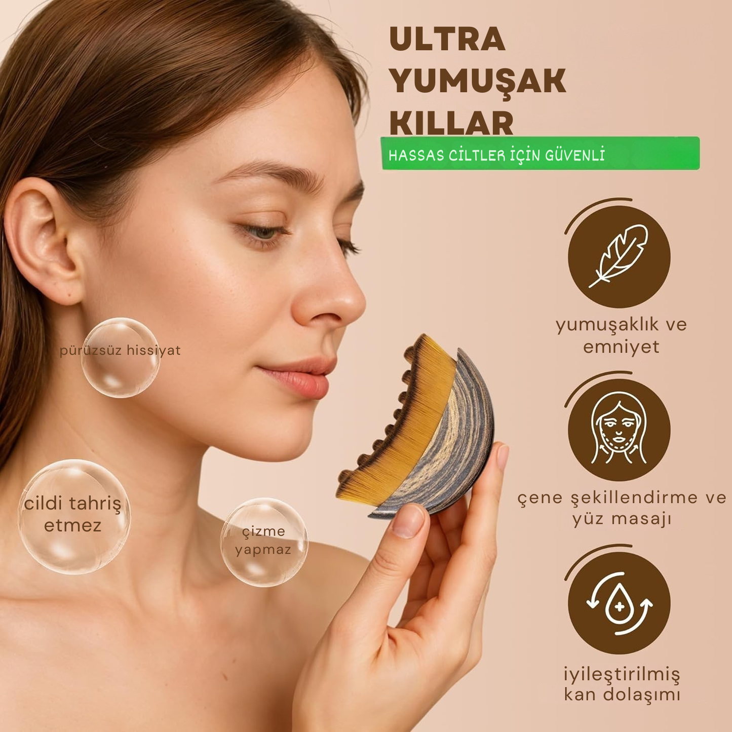 Doğal Bitki Lifli Lenf Masajı ve Yüz Şekillendirici Fırça